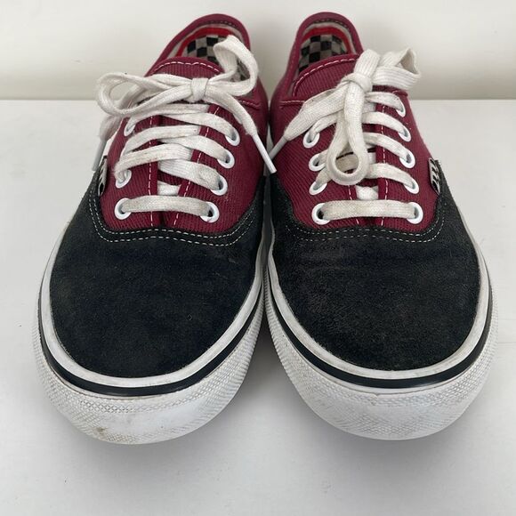 Vans Burgundy Black Canvas Sneakers Men’s 8 Lace Up Skateboarding Shoe - Picture 2 of 7